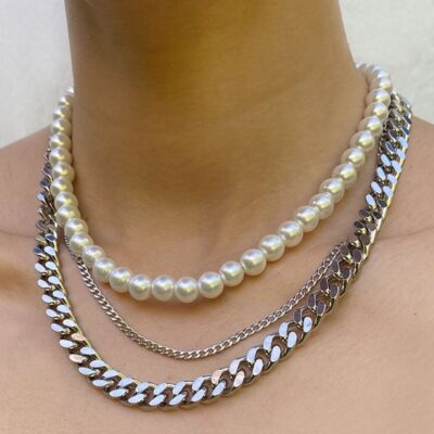 Μοντέρνο κολιέ τριών σειρών "Josephine"