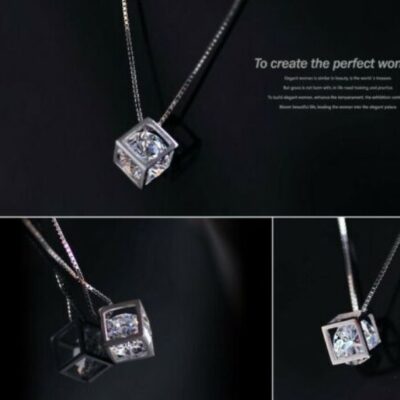 Κολιέ, υψηλής ποιότητας, διακοσμημένο εσωτερικά με ζιργκόν σε κοπή round μπριγιάν 0,7 εκατοστών