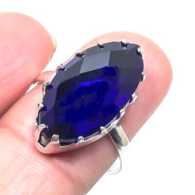 Ασημένιο 925 χειροποίητο δαχτυλίδι διακοσμημένο με μπλε ζαφείρι!
