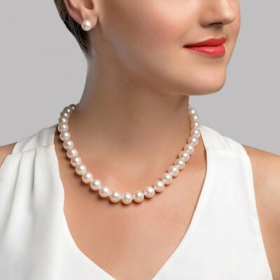 Κολιέ από λευκές στρογγυλές πέρλες 12mm