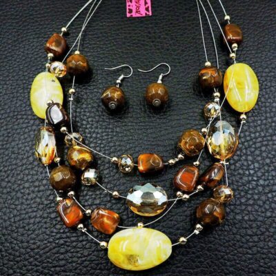 ΣΕΤ κολιέ σκουλαρίκια με φυσικές πέτρες