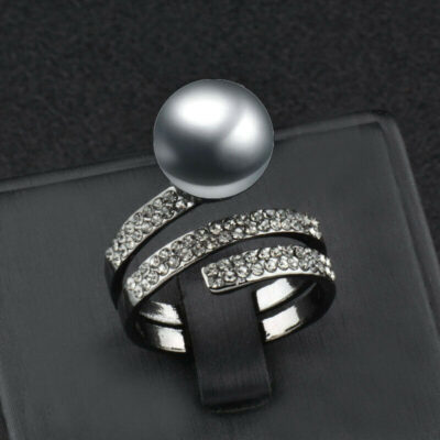 Εντυπωσιακό δαχτυλίδι με μαύρη round πέρλα south sea shell 10mm