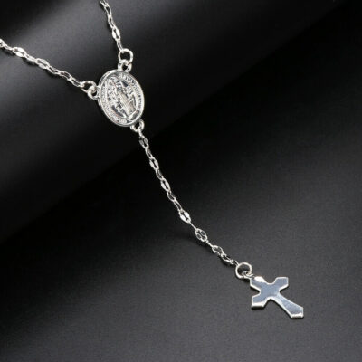 Επάργυρο γυναικείο μενταγιόν σε στυλ ροζάριο