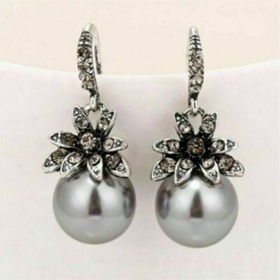 Υπέροχα σκουλαρίκια με πέρλα 10mm και λευκά ζιργκόν