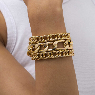 Γυναικείο μοντέρνο ΣΕΤ 3 χρυσά βραχιόλια!!