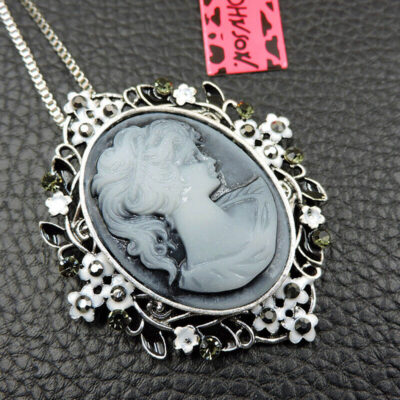 Πανέμορφο κολιέ καμέο με χειροποίητο σκάλισμα γυναικείο πορτρέτο