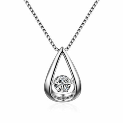 Μενταγιόν μονόπετρο ασημένιο 925