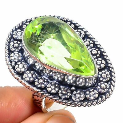 Χειροποίητο δαχτυλίδι, ασήμι 925 με πράσινο Τσαβορίτη χαλαζία