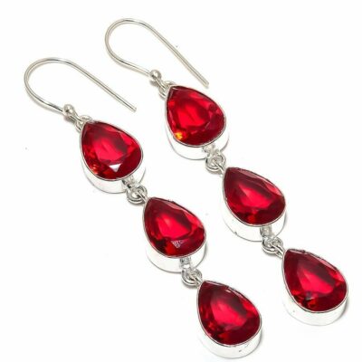 Καταπληκτικά χειροποίητα σκουλαρίκια κατασκευασμένα ασημένια 925, διακοσμημένα με Mozambiq Garnet!