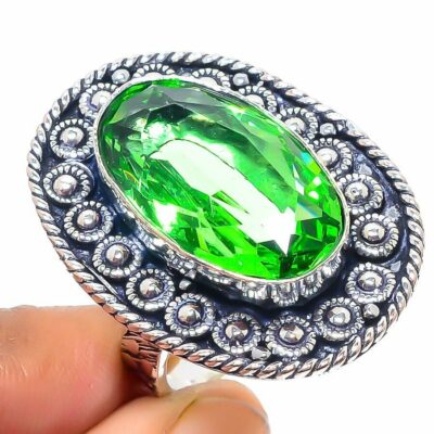 Ασημένιο 925 χειροποίητο δαχτυλίδι διακοσμημένο με Peridot!