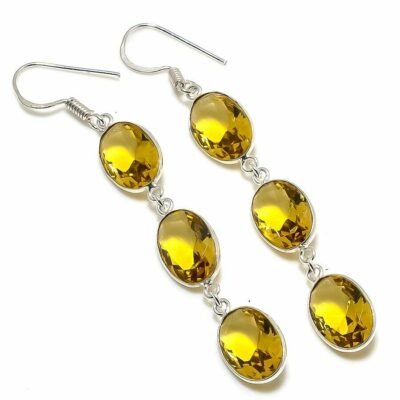 Χειροποίητα σκουλαρίκια, ασημένια 925 διακοσμημένα με Citrine!