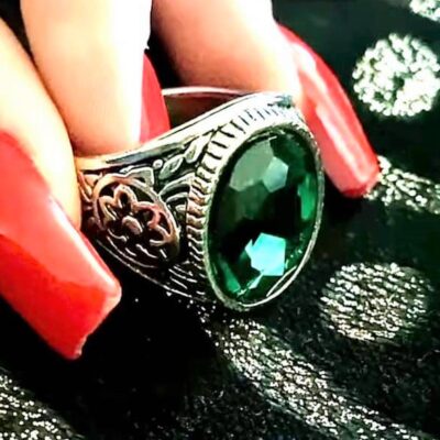 Ασημένιο 925 χειροποίητο δαχτυλίδι διακοσμημένο με πράσινη τουρμαλίνη!