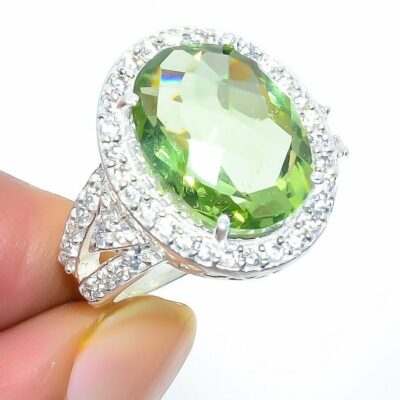 Δαχτυλίδι χειροποίητο κατασκευασμένο από ασήμι 925 με πράσινο αμέθυστο!