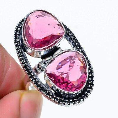 Υπέροχο χειροποίητο δαχτυλίδι, ασημένιο 925 με ροζ Κουνζίτη!