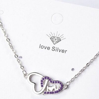 Ιδιαίτερο μενταγιόν από ασήμι 925 με δύο διπλές καρδιές με τη λέξη I love you