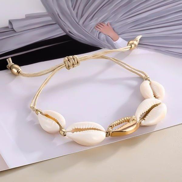 White-Gold-Cowrie-Shell-Bracelet-Summer