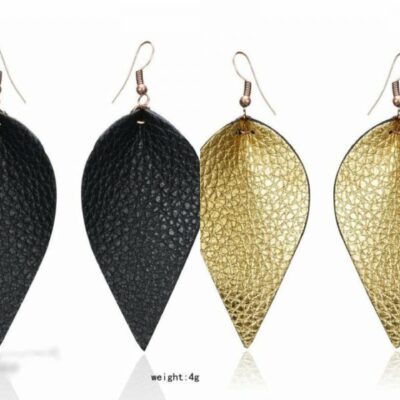 Μοντέρνα γυναικεία σκουλαρίκια από γνήσιο δέρμα