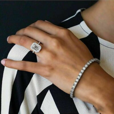 Καταπληκτικό γυναικείο  ΣΕΤ βραχιόλι "τένις" και δαχτυλίδι