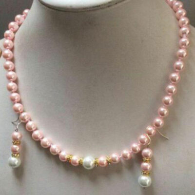 Άκρως θηλυκό σετ κολιέ σκουλαρίκια με round multicolor south sea shell