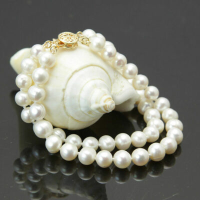 Δίσειρο γυναικείο βραχιόλι με 100% φυσικά λευκά μαργαριτάρια γλυκού νερού