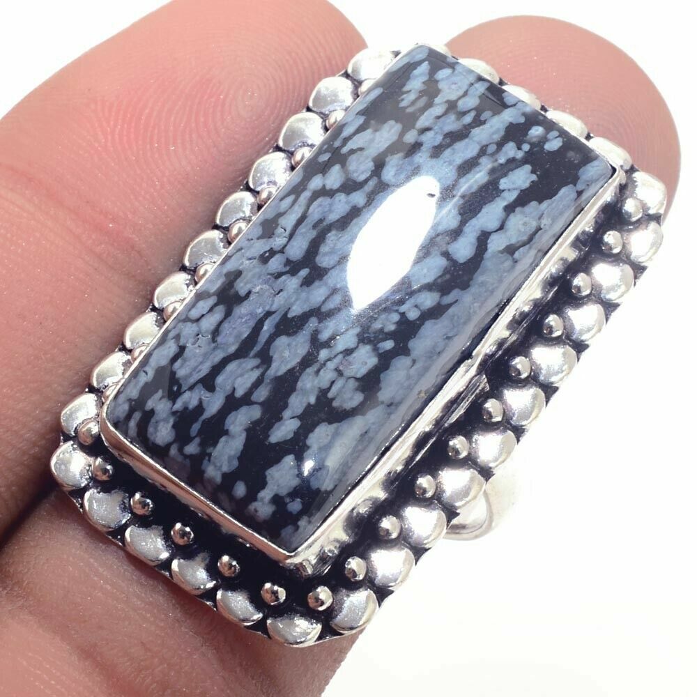 Χειροποίητο δαχτυλίδι κατασκευασμένο από ασήμι 925 διακοσμημένο με υπέροχο ορυκτό οψιδιανό Χειροποίητο δαχτυλίδι κατασκευασμένο από ασήμι 925 διακοσμημένο με υπέροχο ορυκτό οψιδιανό