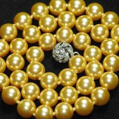 ​Kολιέ με φυσικές gold πέρλες South Sea Shell μεγέθους 10mm