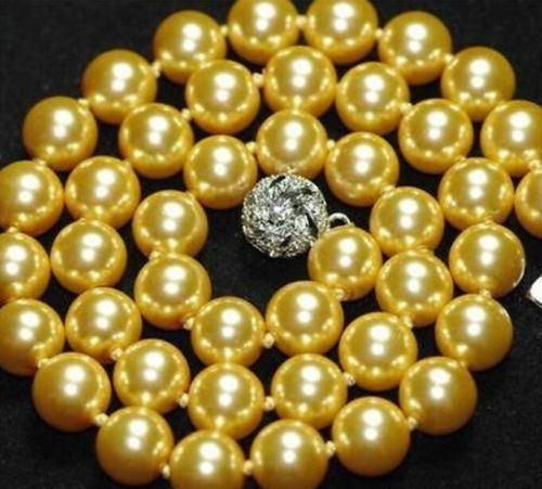 Kολιέ με φυσικές gold πέρλες South Sea Shell μεγέθους 10mm Kολιέ με φυσικές gold πέρλες South Sea Shell μεγέθους 10mm