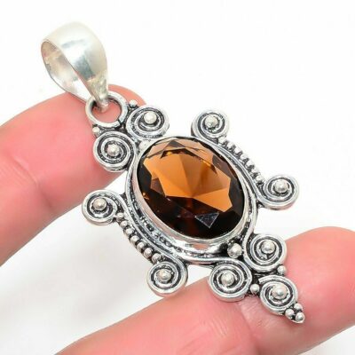 Ασήμι 925 διακοσμημένο με πολύτιμο ορυκτό λίθο καπνιά χαλαζία