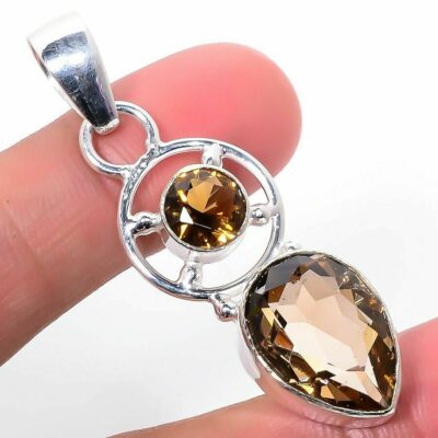 Ασήμι 925 διακοσμημένο με δύο ακαταμάχητης ομορφιάς Coffee black χαλαζία καπνία ΑΆ