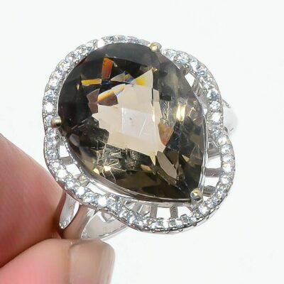 Ασήμι 925 διακοσμημένο με έναν ακαταμάχητης ομορφιάς χαλαζία καπνιά ΑΑ ( Smokey Quartz)