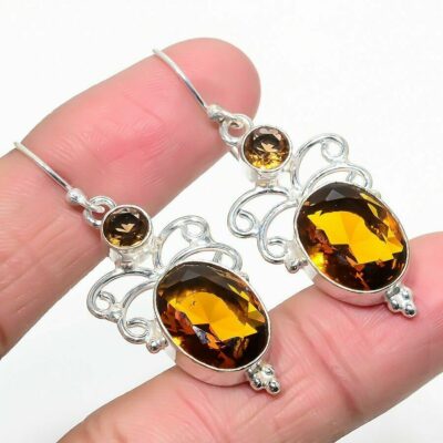 Ασήμι 925 και λαμπερά Χρύσα τοπάζ