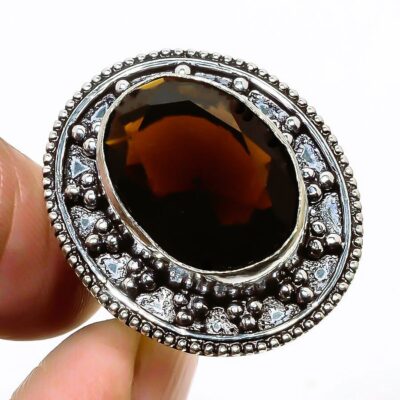 Ασήμι 925 διακοσμημένο με έναν ακαταμάχητης ομορφιάς χαλαζία καπνιά ΑΑ ( Smokey Quartz)