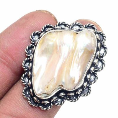 Ασήμι 925 διακοσμημένο με 100% φυσικό Biwa μαργαριτάρι λευκό γλυκού νερού