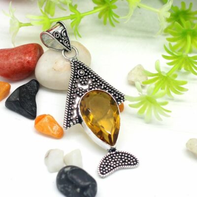 Υπέροχο μενταγιόν ινδικό χειροποίητο κατασκευασμένο από ασημί μασίφ 925