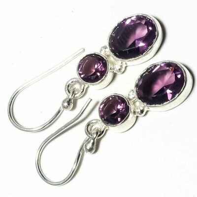 Aσήμι 925 διακοσμημένα με φυσικούς ορυκτούς πολιτισμούς Αμέθυστος