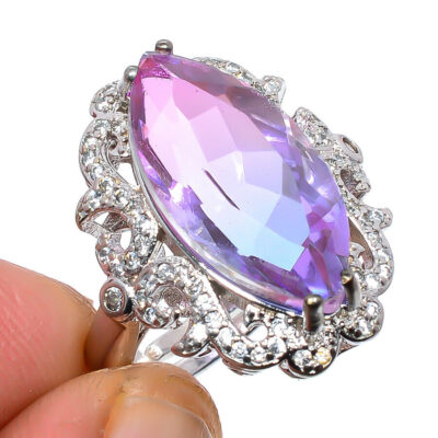 Δαχτυλίδι χειροποίητο ασήμι 925 διακοσμημένο με Lavender Tourmaline.