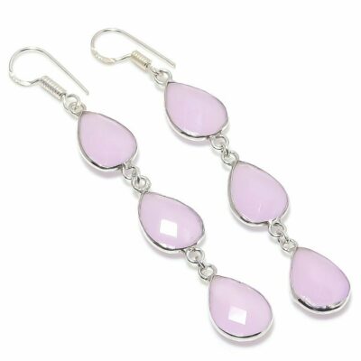 Ασημένια 925 σκουλαρίκια με χαλκηδόνιο λίθο