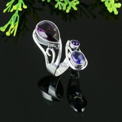 Ασημένιο 925 δαχτυλίδι με αμέθυστους "blue drop"
