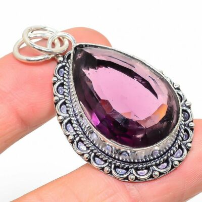 Κολιέ μοντέρνο από ασήμι 925 με πέτρα αμέθυστου