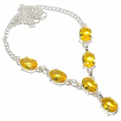 Ασημένιο κολιέ με λίθους Yellow Citrine