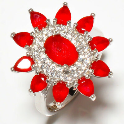 Δαχτυλίδι χειροποίητο ασήμι 925 διακοσμημένο με ρουμπίνια (lab creation)