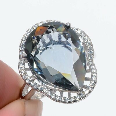 Δαχτυλίδι χειροποίητο ασήμι 925 διακοσμημένο με Μαύρη Τουρμαλίνη.