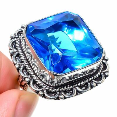Ασημένιο 925 Δαχτυλίδι με μπλε τοπάζι