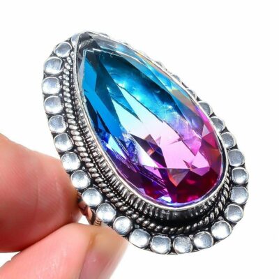 Ασημένιο 925 Δαχτυλίδι με multicolor τουρμαλίνη