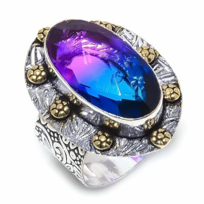 Ασημένιο 925 Δαχτυλίδι με multicolor τουρμαλίνη