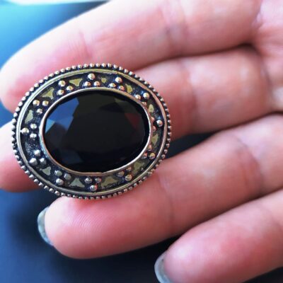 Ινδικό χειροποίητο ασημένιο 925 δαχτυλίδι με Black Onyx