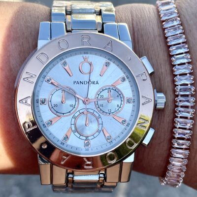 silver- rose gold ΣΕΤ ρολόι Pandora μαζί με 1 βραχιόλι